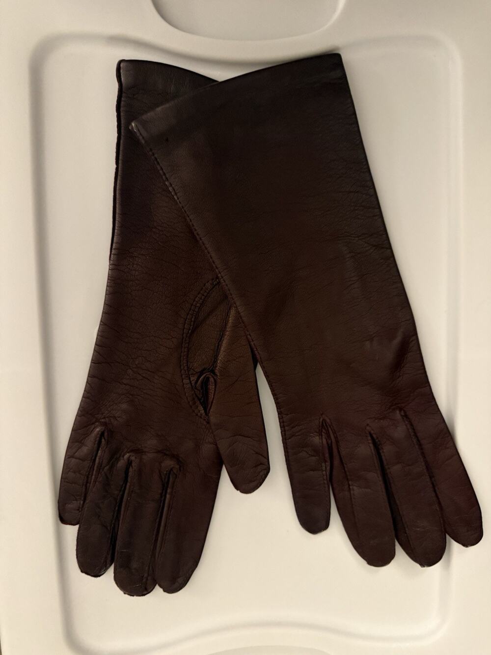 VTG made In Italy Leather Gloves Burgundy Brown 7 - Picture 1 of 2